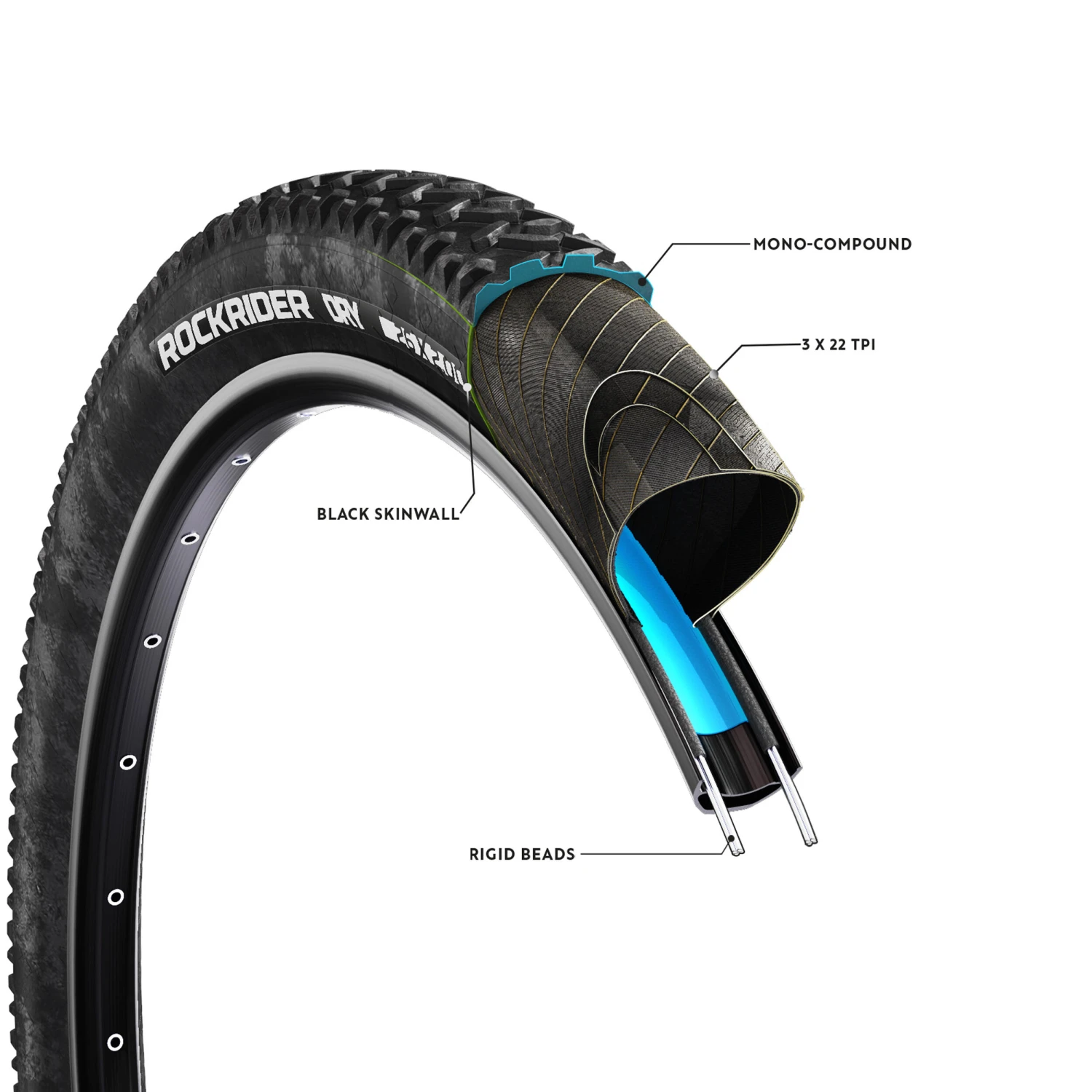 Rockrider 26x2.00 All-Terrain Mountain Bike Tyre 4 Rockrider 26x2.00 All-Terrain Mountain Bike Tyre - Image 4
