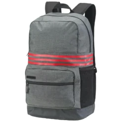 ADIDAS 3 Stripes Medium Backpack (Dark Grey Heather/ Scarlet)